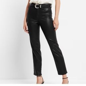 Express high rise straight ankle black coated jeans. 2R